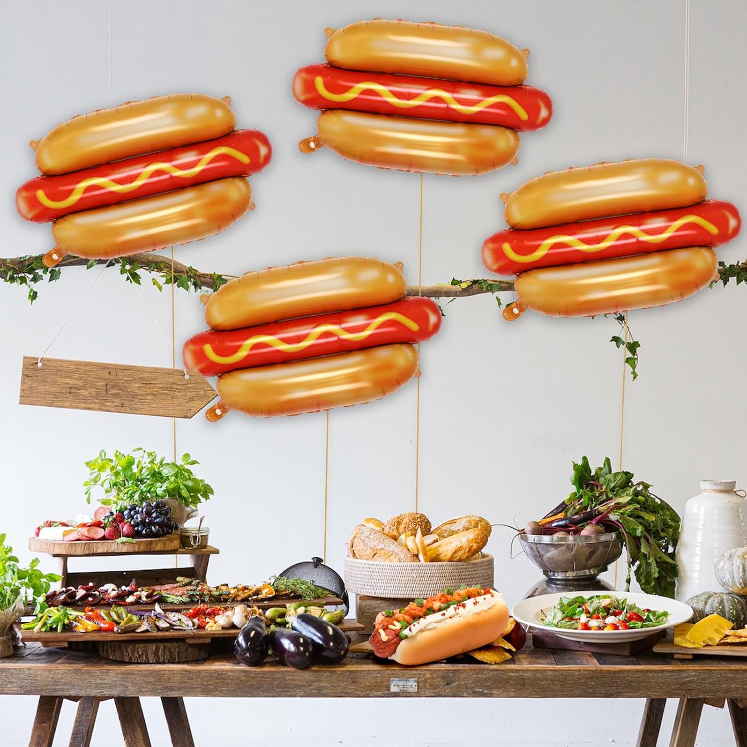 Food Giant Snacks - 6pcs géant Hot Dog ballons, ballons